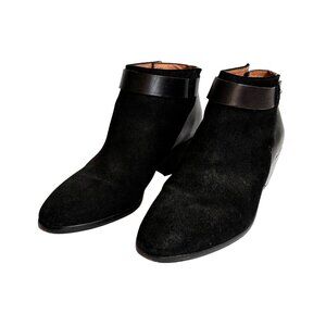 Madewell Womens Leather Suede Ankle Boots Size 7 Black Heel Bootie